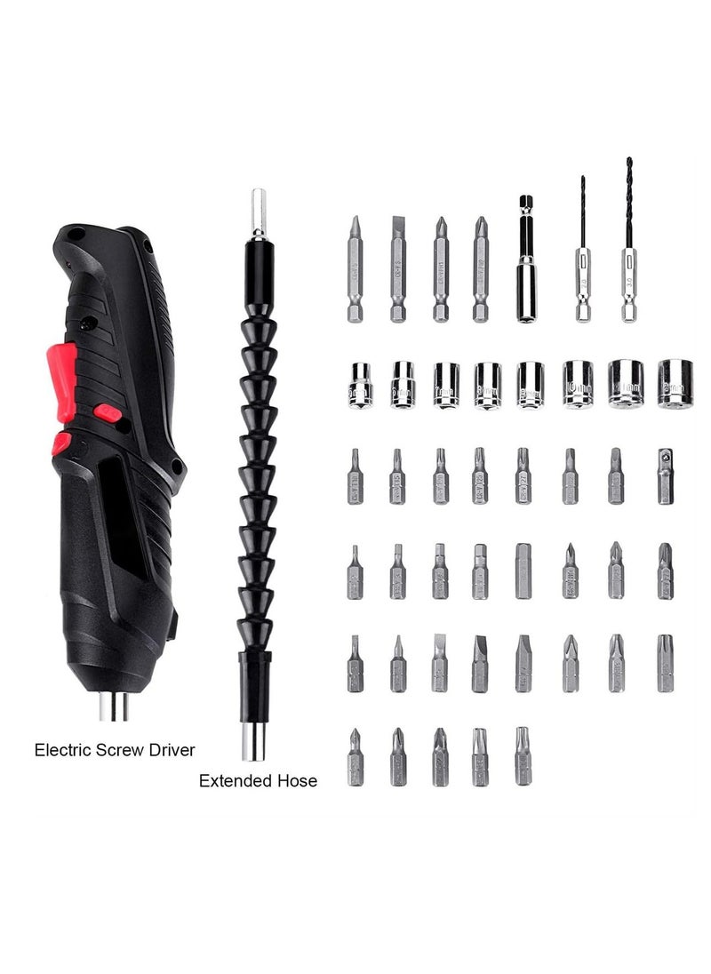 Y&D - Electric Screwdriver, 4.2V Cordless Screwdriver Rechargeable with 44pcs Bit Set, Front LED Light, Flexible Shaft Carrying Case, Easy for Small Home Projects, Micro USB - Image 1