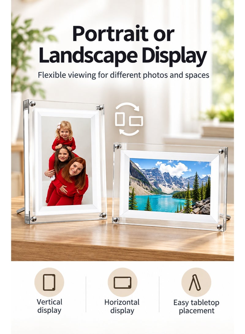 Bluejw 7 Inch WiFi Digital Photo Frame, Acrylic HD IPS Smart Photo Frame with App Photo & Video Sharing, 8GB Memory, 1500mAh Battery, Calendar, Portrait & Landscape Display, USB Cable Included - Image 4