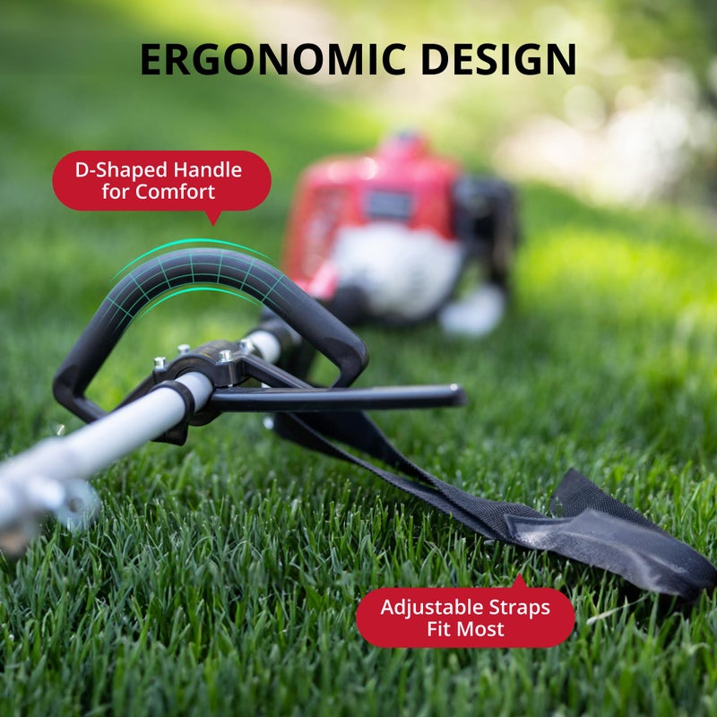 AMERISUN 2-in-1 Gas Brush Cutter & String Trimmer, 26cc 2-Cycle Weed Wacker with 16" Cutting Path & 10" Metal Blade, Gas Powered Grass Trimmer for Thick Brush, Overgrown Weeds & Lawn Maintenance - Image 4