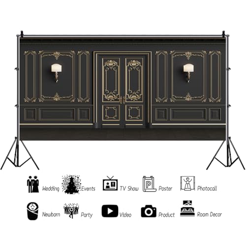 Leyiyi 20x10ft Vintage Room Inside Backdrop European Frame French Door Modern Castle House Cementery Wall Vintage Lantern Photo Background Cowboy Kids Birthday Portrait Studio Prop Vinyl Wallpaper - Image 3