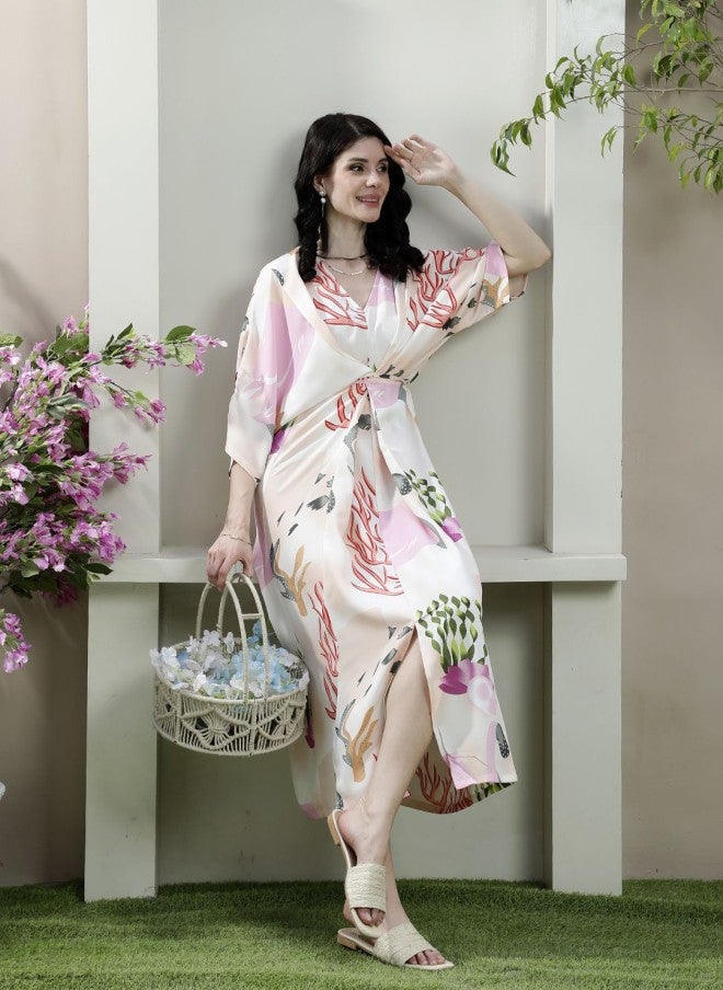 Athena فستان ميدي مزخرف بالأزهار للنساء - Image 1