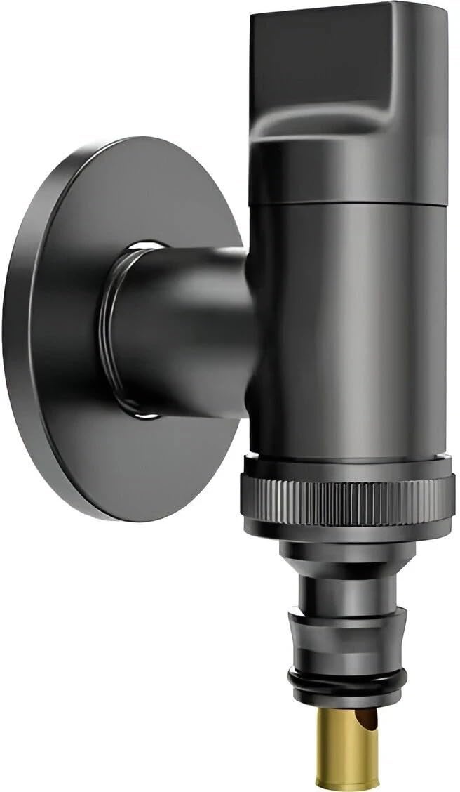 Spazio Washing Tap Black | Laundry Faucet | Washing Machine Facuet (Pack of 1) for Washing Machine/Bathroom Taps with Wall Flange Nozzle Cock Faucet (Wall Mount Installation Type) - Image 1