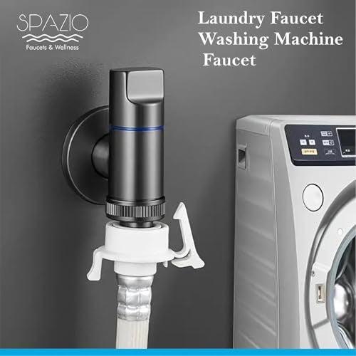 Spazio Washing Tap Black | Laundry Faucet | Washing Machine Facuet (Pack of 1) for Washing Machine/Bathroom Taps with Wall Flange Nozzle Cock Faucet (Wall Mount Installation Type) - Image 5