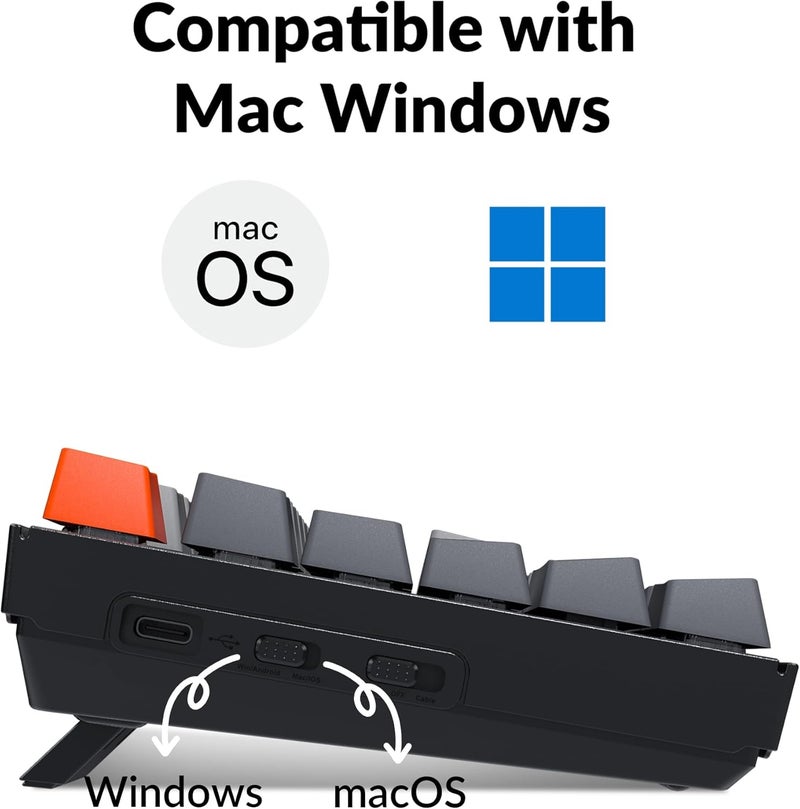 Keychron لوحة مفاتيح ميكانيكية لاسلكية K8 بدون لوحة أرقام لجهاز ماك، إضاءة خلفية بيضاء، بلوتوث، تعدد المهام، لوحة مفاتيح للألعاب سلكية من نوع C لجهاز ويندوز مع مفتاح أحمر - Image 3