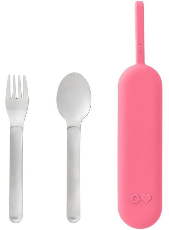 Omie OmieBox Travel Utensil Set | Fork and Spoon with Case for Easy Travel | Stainless Steel Fork and Spoon - Image 1