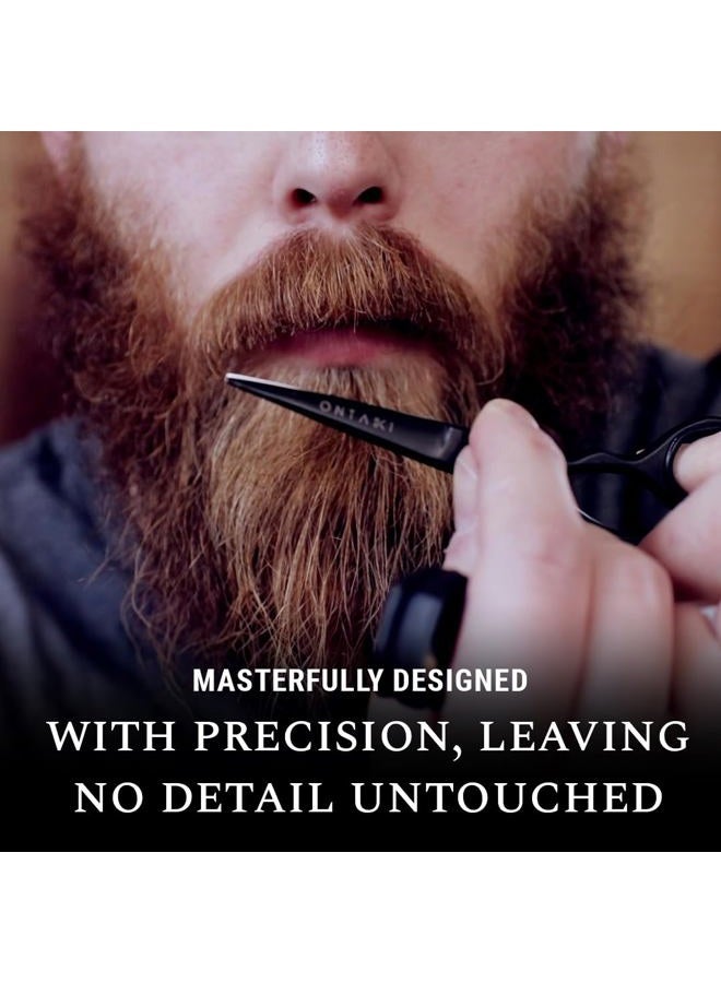 ONTAKI 5" Professional German Beard & Mustache Scissors With 2 Comb & Carrying Pouch for Men Hand Forged Bevel Edge For Precision - Perfect Facial Hair Grooming Kit All Body Hair (Black) - Image 5