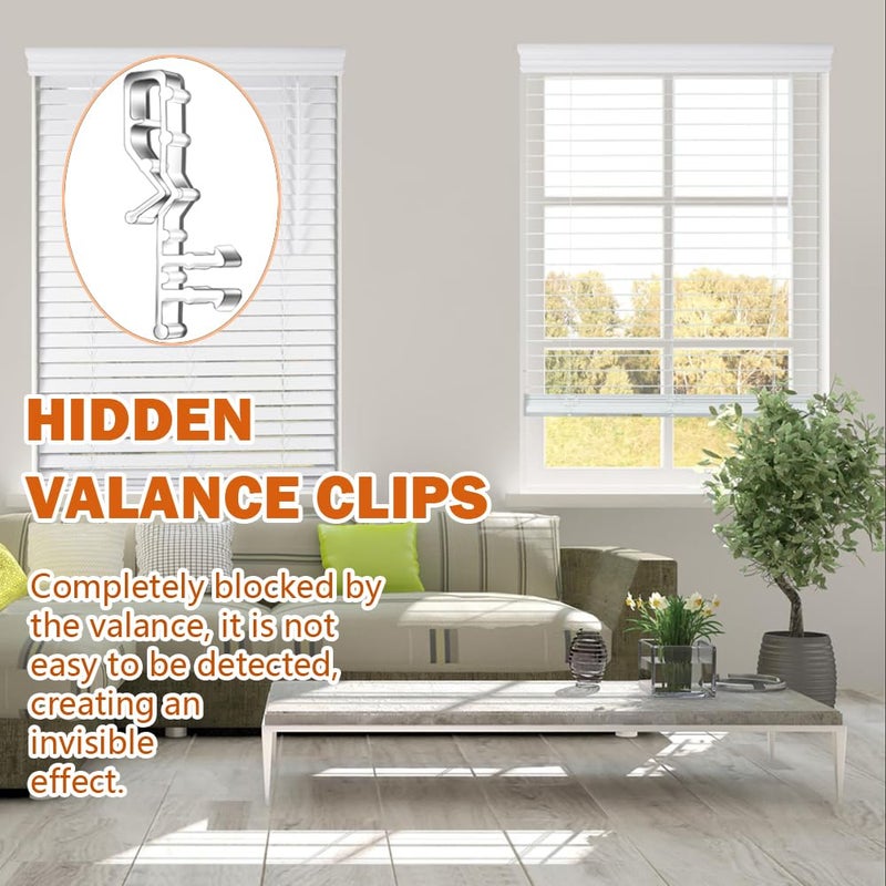 Takngjd 12 PCS Hidden Channel Valance Clips  2-1/8inch Clear Plastic Blinds Clips for Valance with a Groove in The Back - Image 5