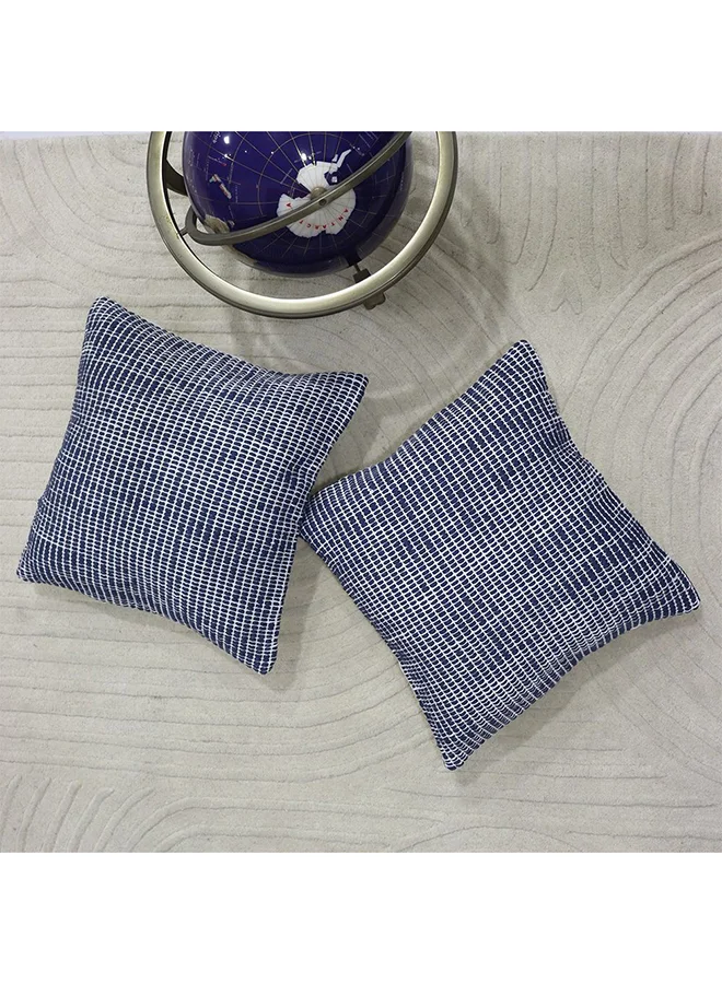 DANUBE HOME Danube Home Gleam Hand Woven Cushion 50x50cm White/Blue  | Cover: 80% Cotton + 20% Other Fibers
Filling: 100% Virgin Polyester FiberThrow Pillow For Sofas, Couches, Beds  For Living Room