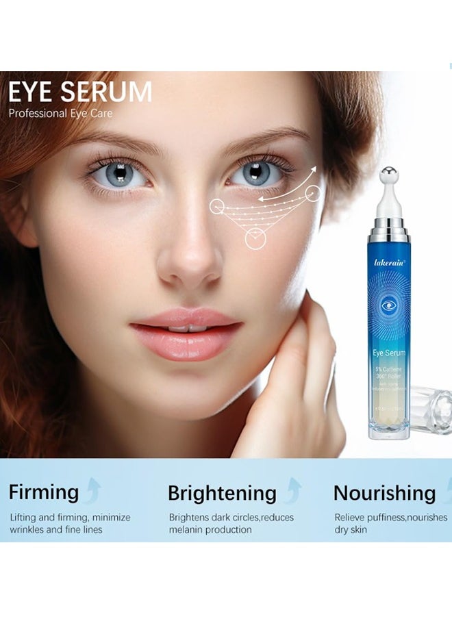 Vegan collagen eye essence contains 5% caffeine and 360° massage ball for wrinkle care, reducing fine lines, whitening and moisturizing, preventing moisture evaporation, and keeping skin soft and elastic.