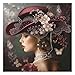 PPuzzling Elegant Victorian Lady Puzzle 1000 Pieces for Adults Vintage Woman with Red Hat Pearls Flowers and Butterflies Jigsaw Puzzle Challenging Retro Classic Aesthetic Art Puzzle - Image 4