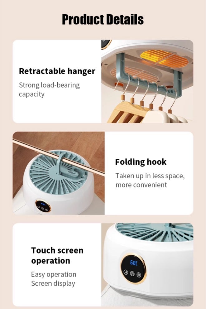 APEX Portable Laundry Dryer, Multifunctional Electric Dryer Machine, Mini Clothes Dryer with Dryer Bag, 2 Gear Adjustable Small Dryer Machine, Foldable Compact Dryer for Delicate Garmnts  - Image 5