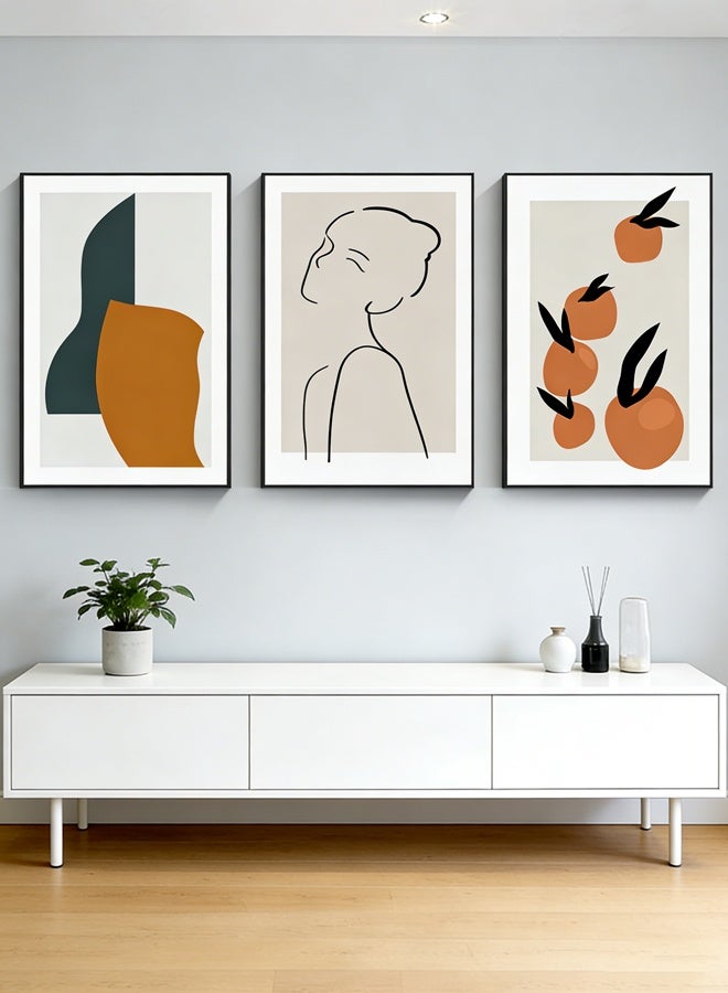 Framed Canvas Wall Art,Set Of 3 Decorative Painting, Framed Wall Arts Stretched Over Wooden Frame Paintings, For Home, Living Room, Office Decor,30x40CM - Image 1