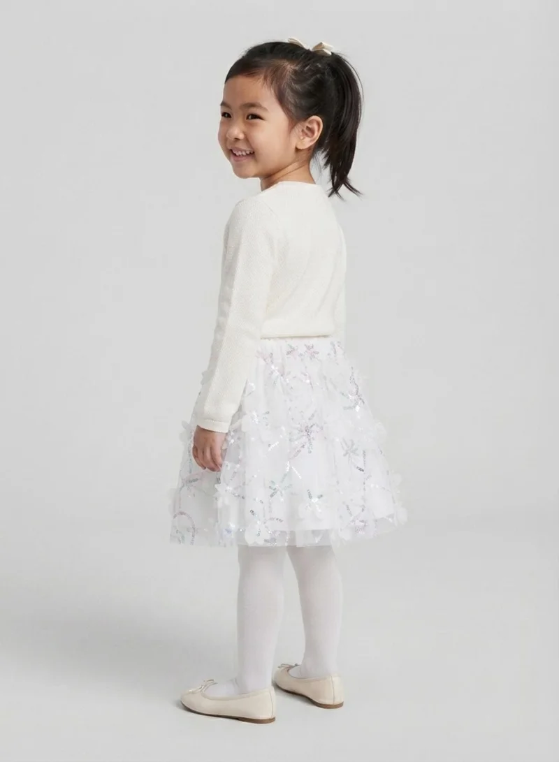 Babyqlo Girls White Butterfly Sequin Tulle Party Skirt
