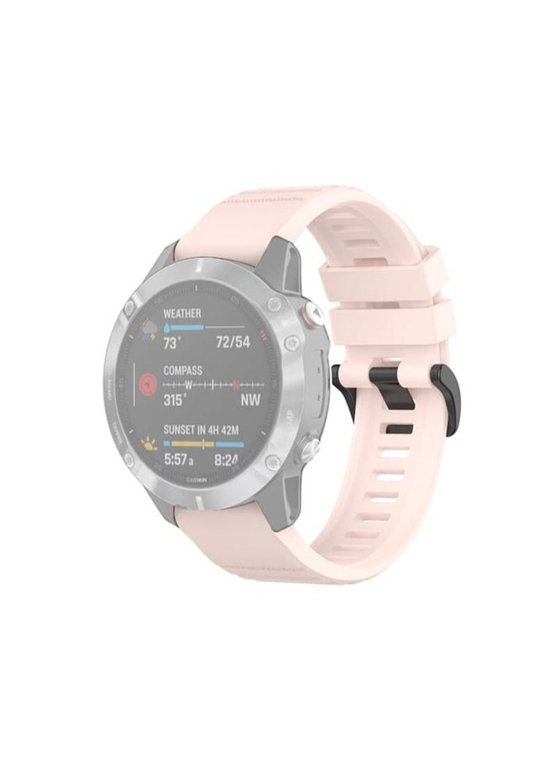 For Garmin Fenix 6 22mm Quick Release Official Texture Wrist Strap Watchband with Plastic Button(Light Pink) 