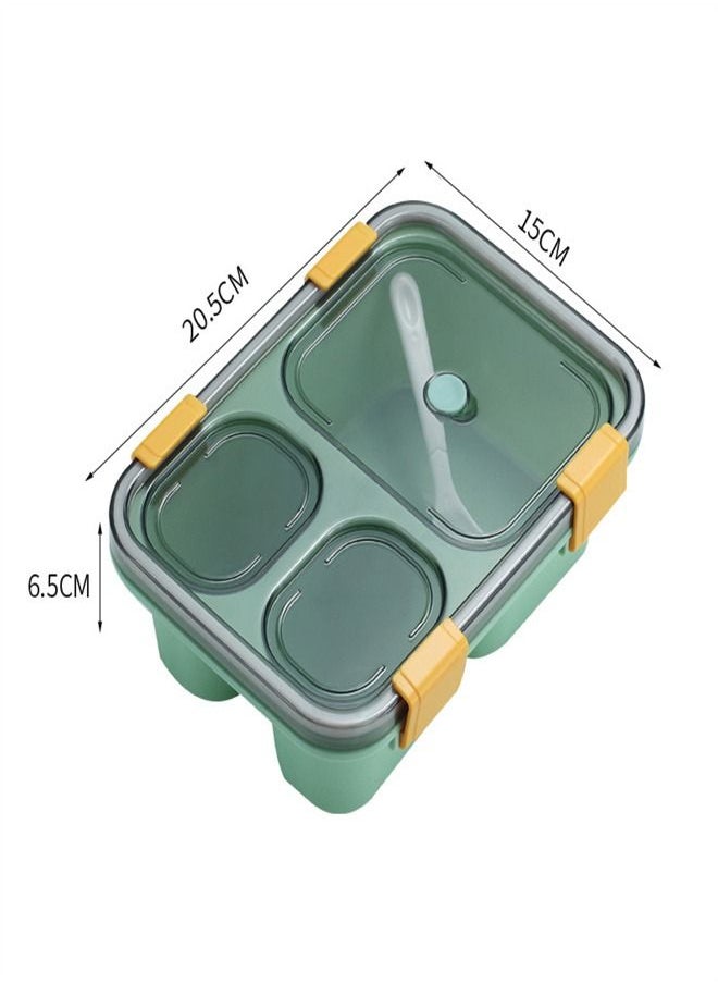 Loquat Microwave Oven Plastic Three Compartment Lunch Box Green 