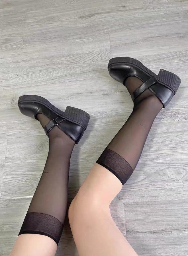 دبليو ام ام جوارب نسائية شفافة تصل إلى الركبة، 20 دينير (3 قطع، مقاس واحد، أسود) - Image 4