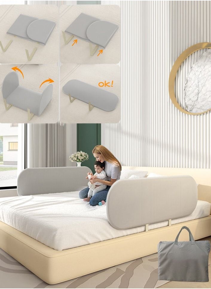 XiuWoo 1-Piece Toddler Bed Rails Guard Foldable Crib Rail Guard Baby Bed Rail for Toddlers Elderly with Reinforced Anchor Safety for Cribs, Twin, Double, Full-Size Queen and King Bed Portable Child Bed Safet  - Image 1