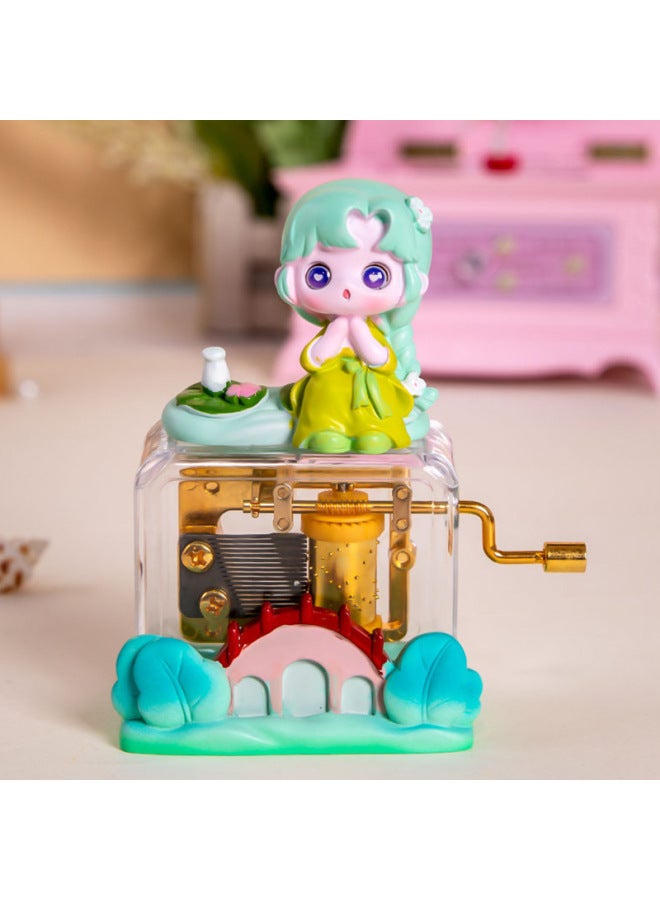 Creative Cozy Time Hand Series Music Box Cute Girl Decoration Hand-made Music Birthday Gift Music Box-Color:Y005c Qingbo Lotus Shadow-Size:Hand Music Box  - Image 1