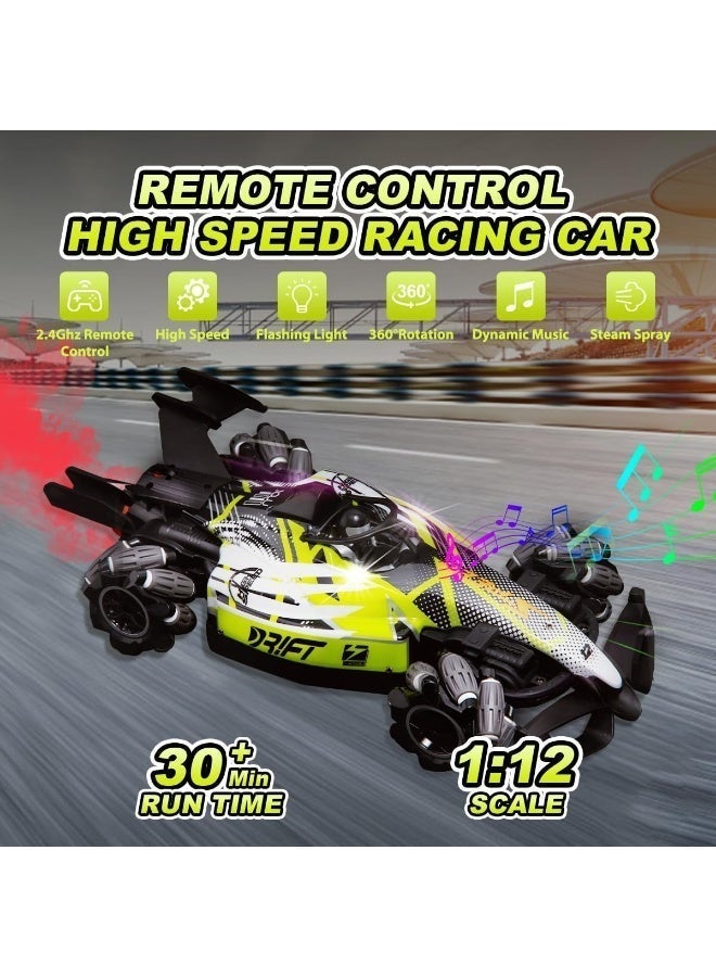 تويسو سيارة تحكم عن بُعد للانجراف Twisoo بنظام تحكم مزدوج ودفع رباعي 4WD، سيارة سباق F1 بحركات استعراضية مع مؤثرات الإضاءة ورذاذ ضبابي، لعبة عالية الأداء للأطفال - Image 3