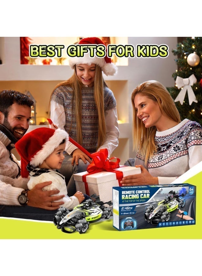 تويسو سيارة تحكم عن بُعد للانجراف Twisoo بنظام تحكم مزدوج ودفع رباعي 4WD، سيارة سباق F1 بحركات استعراضية مع مؤثرات الإضاءة ورذاذ ضبابي، لعبة عالية الأداء للأطفال - Image 5