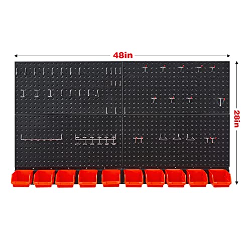 Ultrawall Pegboard Wall Organizer, Black Metal Pegboard Panels, Garage Storage System with Hooks and Storage Bins, 59pcs - Image 2