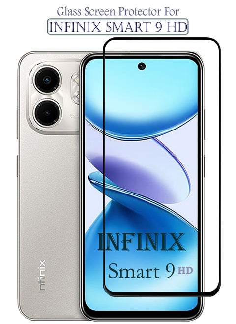 Infinix Smart 9 HD Screen Protector | Tempered Glass Compatible with Infinix Smart 9 HD | Screen Protector Full HD Quality Tempered Glass Anti-Scratch Edge to Edge Coverage with Easy Installation Kit - Black