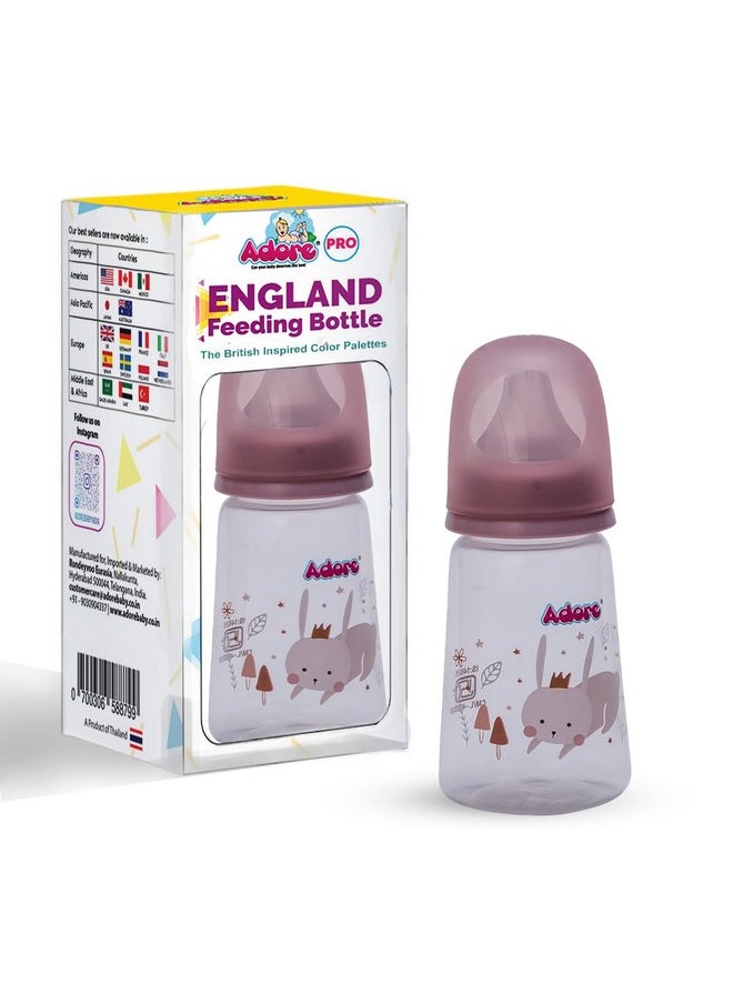 Adore England Narrow Neck Feeding Bottle With Anti-Colic Teat (120 Ml Pink)  - Image 1