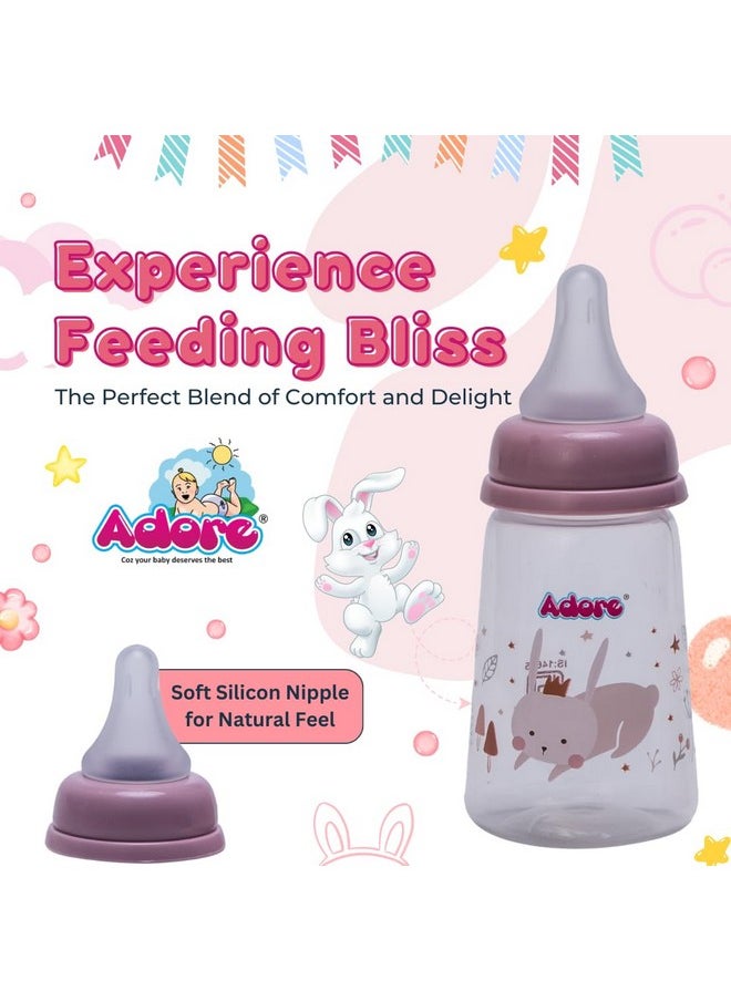 Adore England Narrow Neck Feeding Bottle With Anti-Colic Teat (120 Ml Pink)  - Image 5