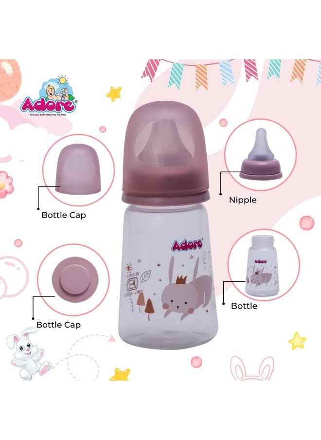 Adore England Narrow Neck Feeding Bottle With Anti-Colic Teat (120 Ml Pink)  - Image 4