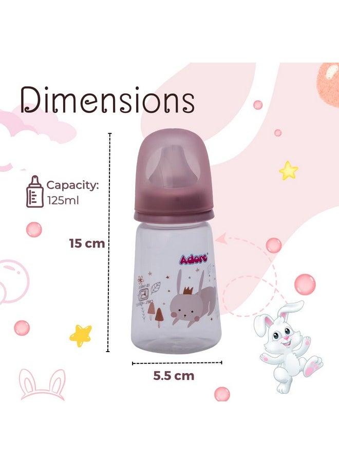 Adore England Narrow Neck Feeding Bottle With Anti-Colic Teat (120 Ml Pink)  - Image 2