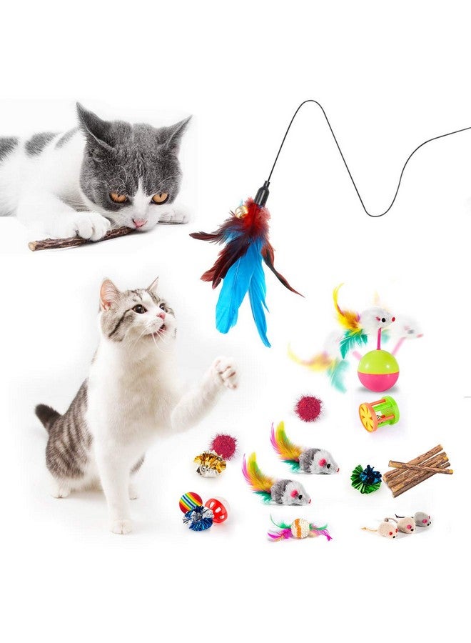 MIBOTE 28Pcs Cat Toys Kitten Toys Assorted, Cat Tunnel Catnip Fish Feather Teaser Wand Fish Fluffy Mouse Mice Balls and Bells Toys for Indoor Cat Puppy Kitty Interactive Cat Toy Set - Image 2