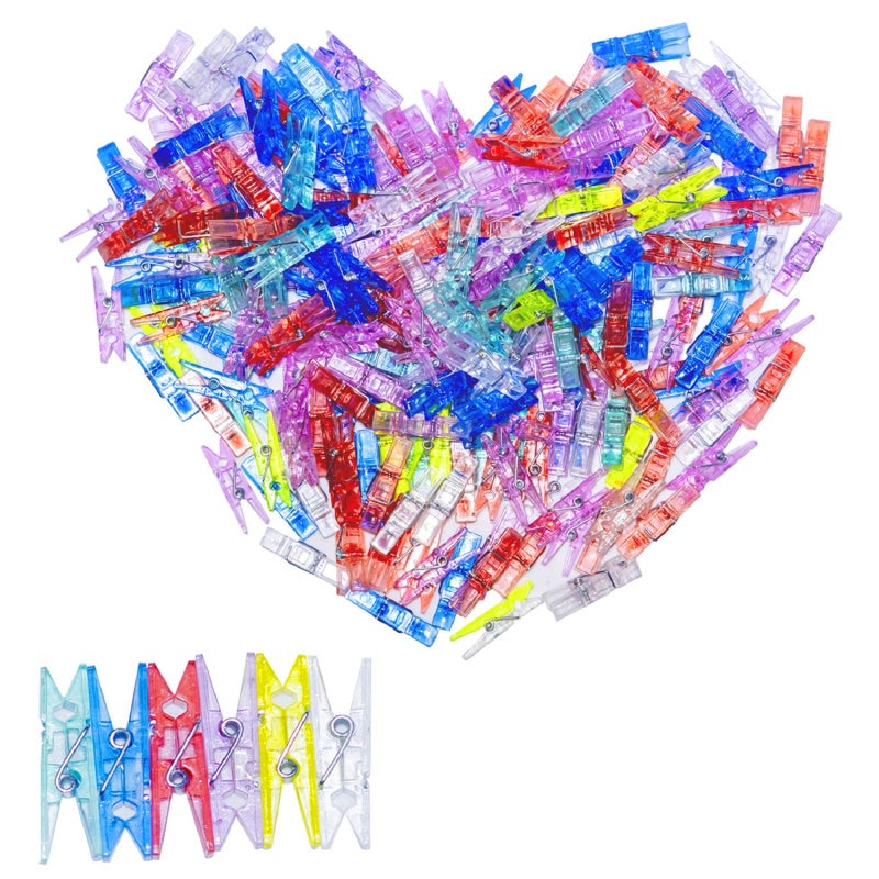 ANGMLN ANGMLN 120 Pieces Photo Clips Mini Colored Plastic Clips Clothespins Binder Clips for Hanging String Fairy Lights Picture Polaroid Clips as Gifts for Family Friend Birthday