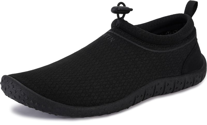 WHITIN Water Shoes for Women Aqua Barefoot Swim Sneakers Beach Minimalist Size 8 Zero Drop Outdoor Surf Boating Kayak Sand Walking Socks All Black 39 - Image 1