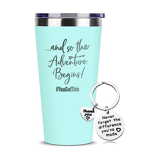 SHOW-YA Good Luck Gifts - Congratulations Gifts for Women,New Job Gift for Women,Farewell Going Away Gift for Friends Coworker,And So The Adventure Begins You Got This,16 OZ Tumbler - Image 1