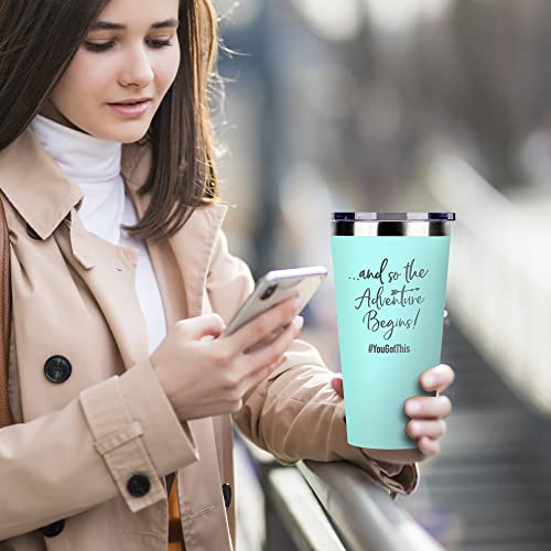 SHOW-YA Good Luck Gifts - Congratulations Gifts for Women,New Job Gift for Women,Farewell Going Away Gift for Friends Coworker,And So The Adventure Begins You Got This,16 OZ Tumbler - Image 2
