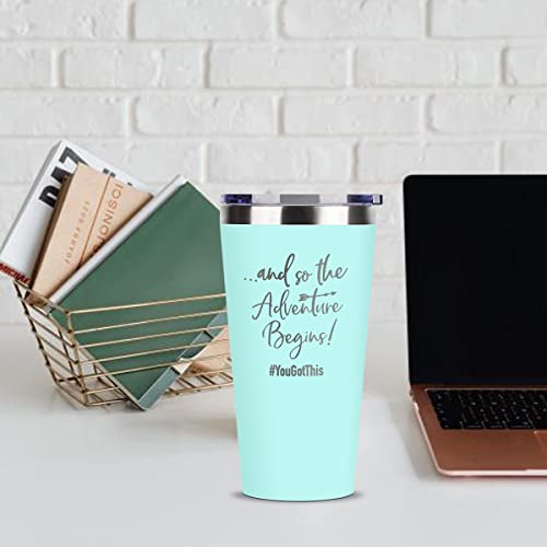 SHOW-YA Good Luck Gifts - Congratulations Gifts for Women,New Job Gift for Women,Farewell Going Away Gift for Friends Coworker,And So The Adventure Begins You Got This,16 OZ Tumbler - Image 3