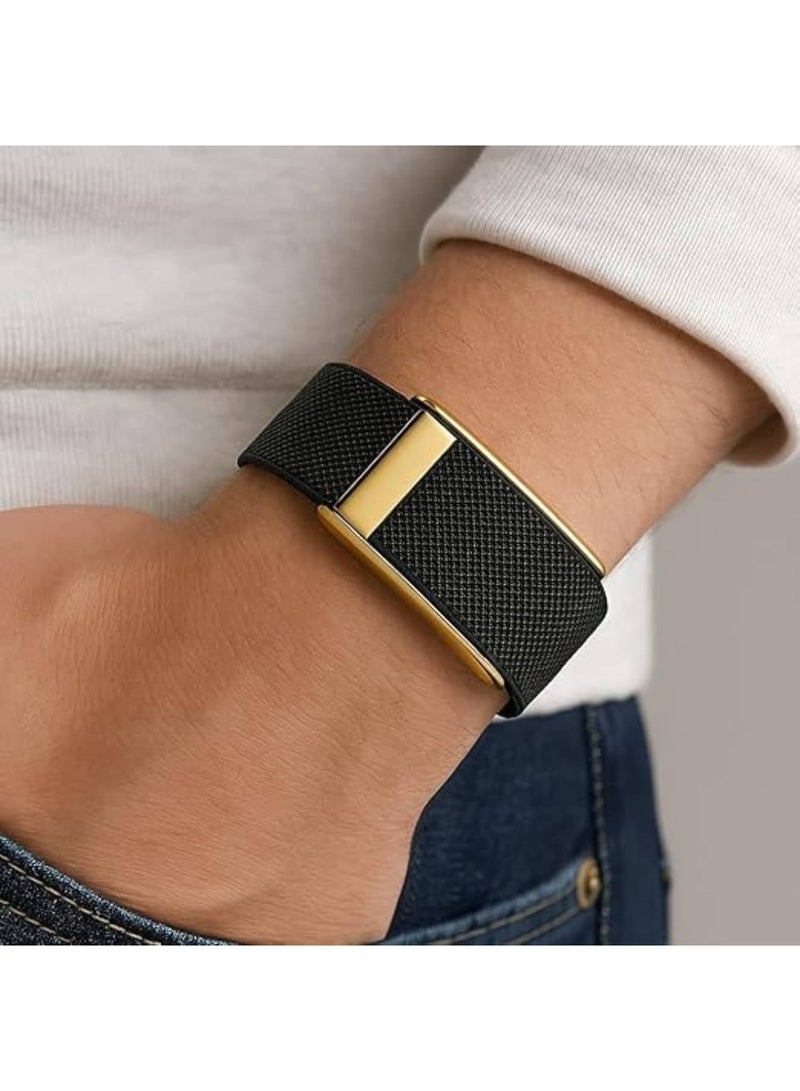 Adando Nylon Sport Band for Whoop 5.0, One/Peak, and Life/MG, Odor-Resistant Nylon Strap with Quick Adjust, Breathable Anti Slip Durable & Secure Fit  Strap for Gym Sports | NOT for Gen 4 (Black Gold) - Image 2