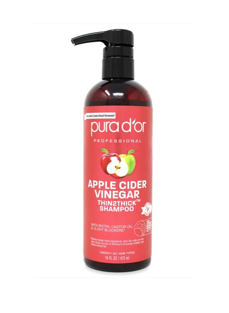 Pura D'or - Thin2Thick Apple Cider Vinegar Shampoo - 473 ml