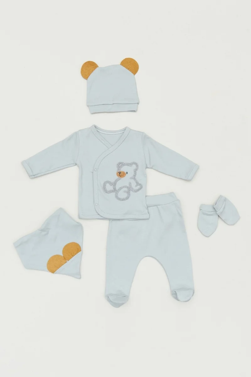 فولامودا 5-Piece Boy's Set with Teddy Bear Embroidery