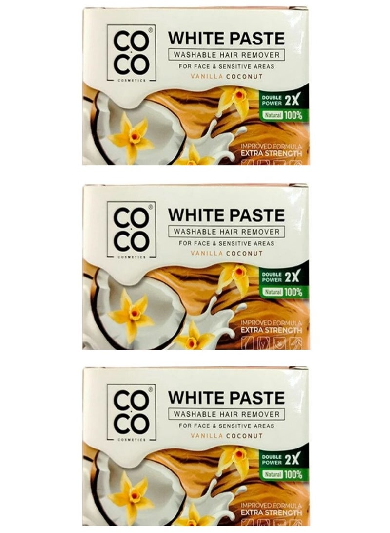 Coco ThreePieces of Coco Vanilla Coconut White Paste for Body and Facial Hair Removal 3*100g 