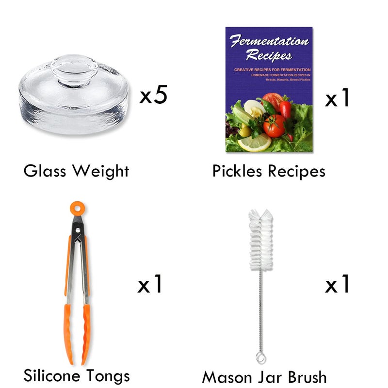 Artcome 5-Pack Glass Fermentation Weights with Easy Grip Handle and Unique Texture Design for Large Wide Mouth Mason Jars - Image 3