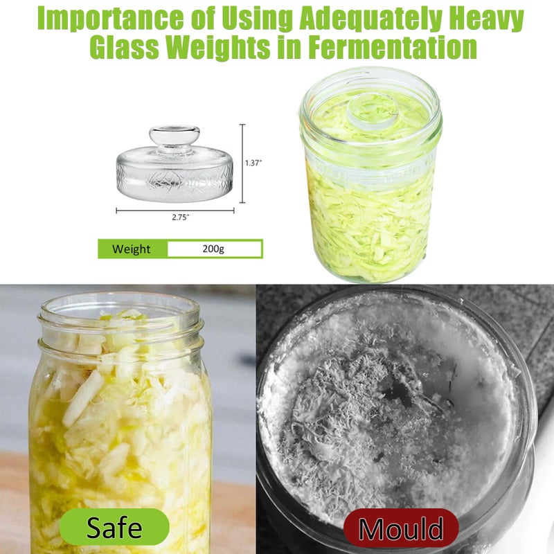 Artcome 5-Pack Glass Fermentation Weights with Easy Grip Handle and Unique Texture Design for Large Wide Mouth Mason Jars - Image 4