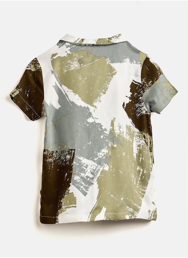 Stylo Bug - Printed Rayon Shirt and Shorts Set for Boys by Styli - Image 1