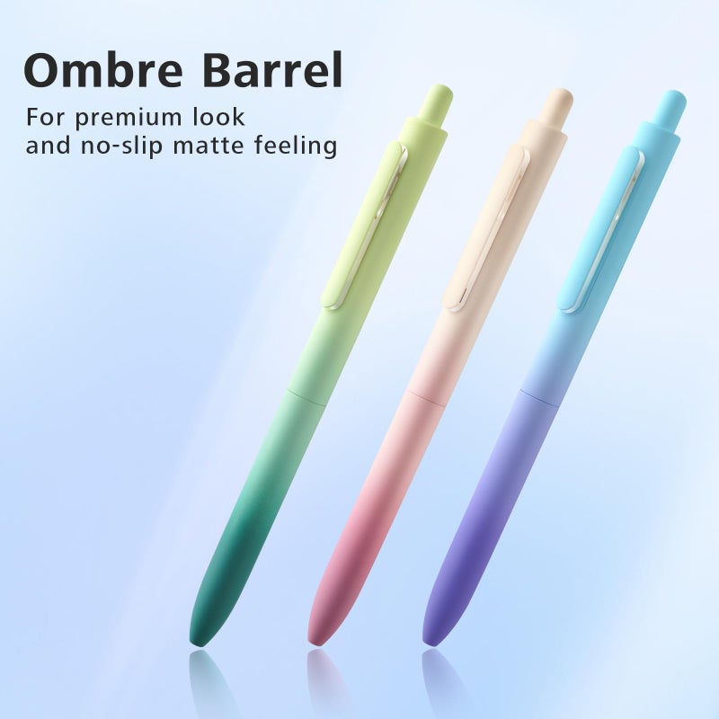 WRITECH أقلام جل WRITECH ذات النقطة الدقيقة: حبر أسود قابل للسحب 0.5 مم 6 قطع كتابة سلسة بدون تسرب مع برميل قلم بتدرج جمالي لتدوين الملاحظات والرسم - Image 4