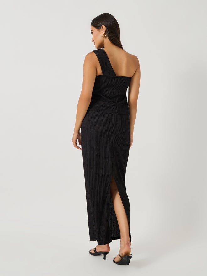 Styli Styli Textured One-Shoulder Neck Top and Column Skirt Co-Ords  - Image 4