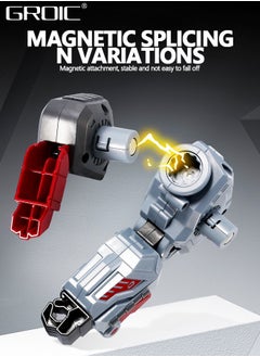 GROIC 3 In 1 Transforming Toys - Dinosaur Robot Action Figures - Magnetic Assembling Robot Toys All-in-One Design Transforming Animals, Robots, Military Base Including Battle Guns, Cars, Airplane Models  - Image 5