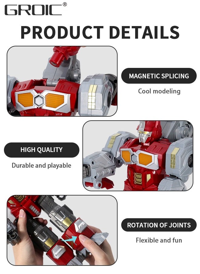 GROIC - 3 In 1 Transforming Toys - Dinosaur Robot Action Figures - Magnetic Assembling Robot Toys All-in-One Design Transforming Animals, Robots, Military Base Including Battle Guns, Cars, Airplane Models - Image 1