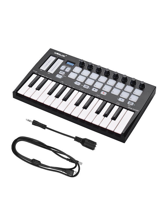 WORLDE - Orca Mini25 Portable 25-Key Usb Midi Keyboard Controller With 16 Rgb Backlit Trigger Pads 8 Assignable Control Knobs - Image 1