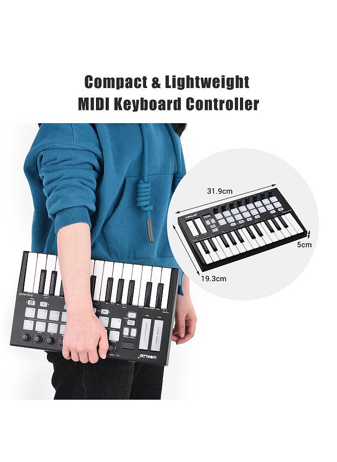 WORLDE - Orca Mini25 Portable 25-Key Usb Midi Keyboard Controller With 16 Rgb Backlit Trigger Pads 8 Assignable Control Knobs - Image 1