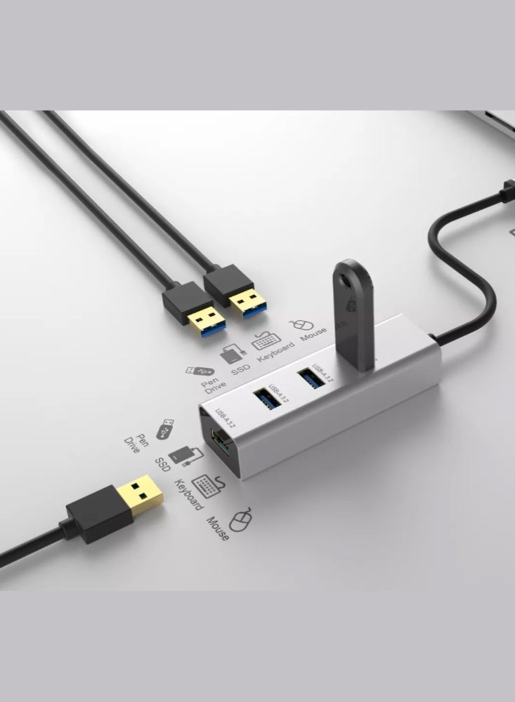 دي سي ام محور USB Type-C بأربع منافذ مع محول Type-C (أنثى) إلى USB 3.2 (ذكر) – TCUA-404C - Image 2